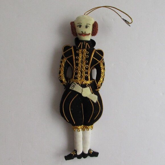 St Nicholas Ornament UK Shakespeare Velveteen & Gold Braid Soft Sculpt Plush - Picture 1 of 10